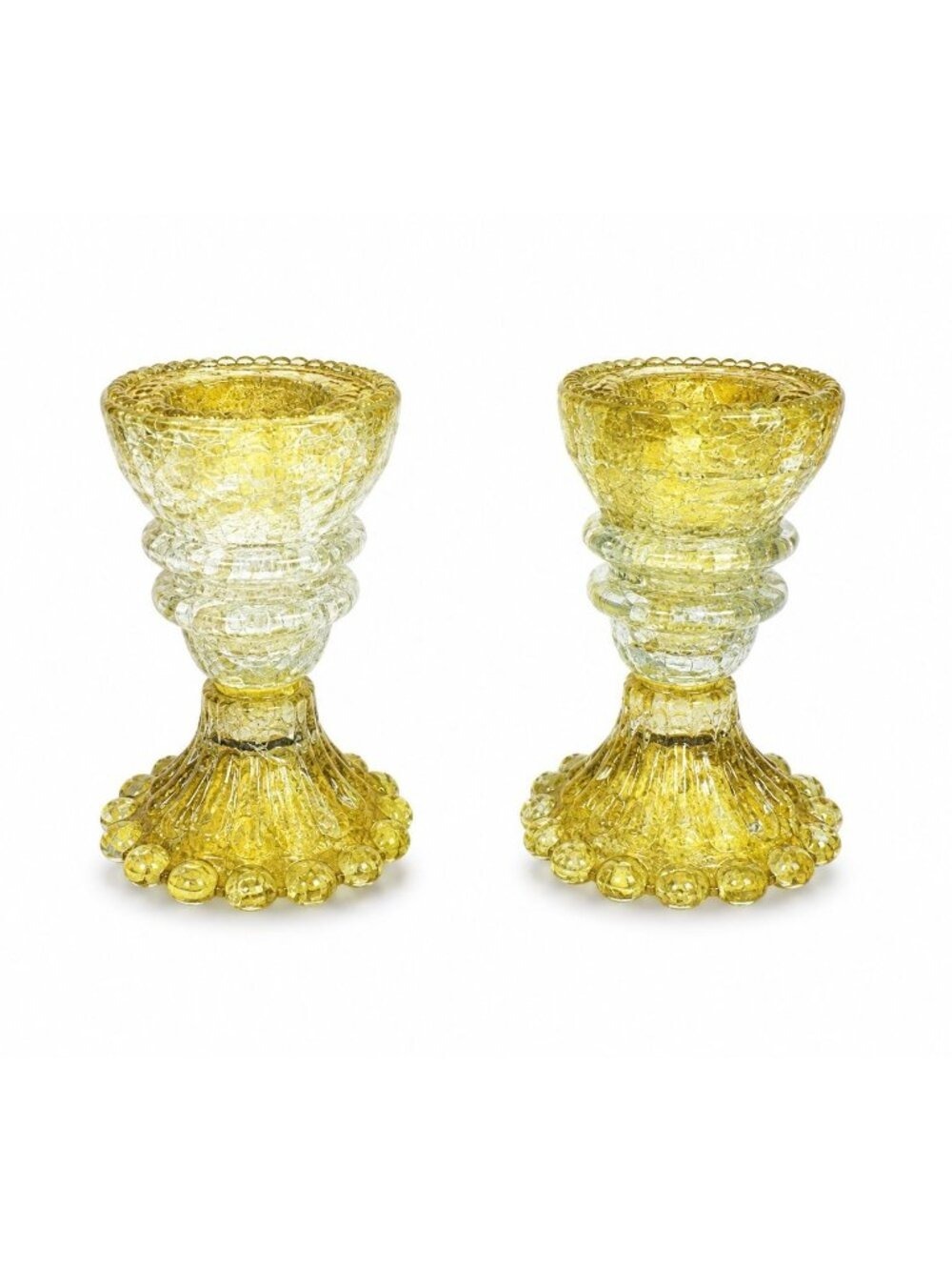 Set of 2 Upcycled Glass Insulator Taper Candle Holders Bud Vases Yellow